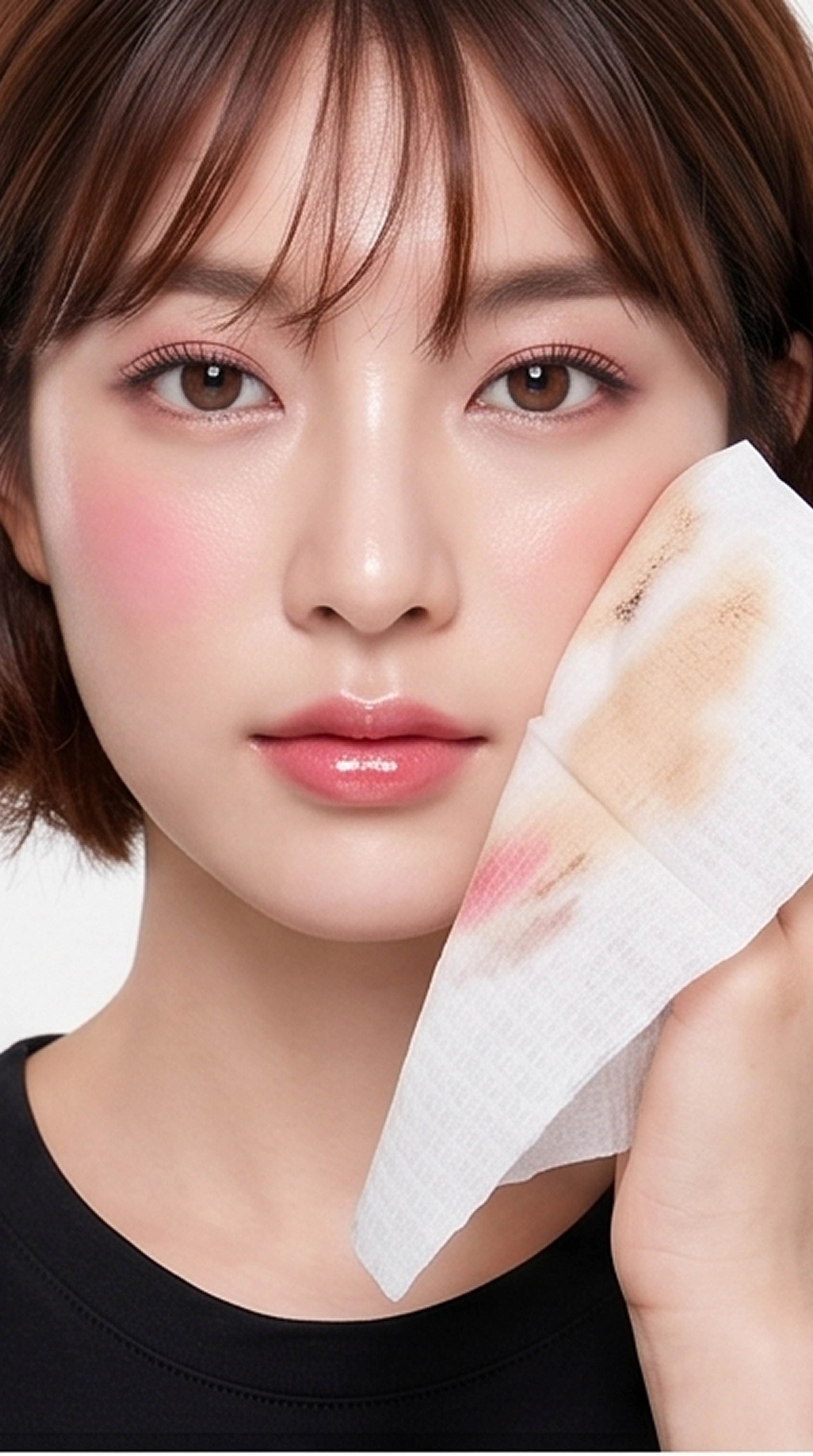 Step 1 — gently wipe face and neck with a clean towel